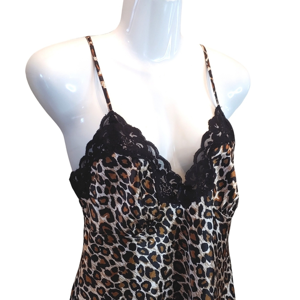 Ambrielle women's baby doll animal print lace slip dress nightie size small